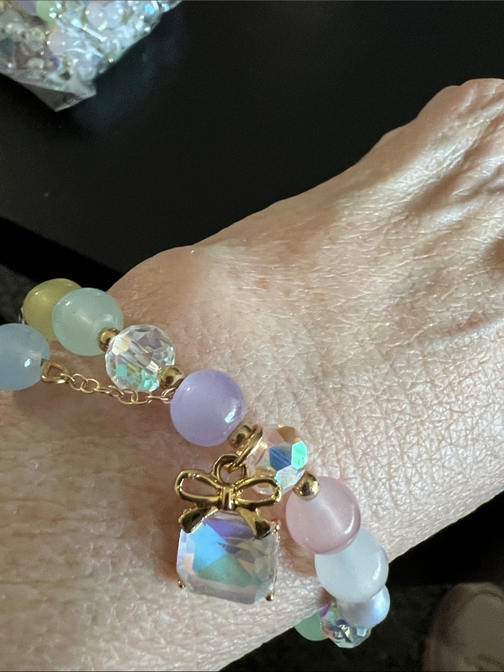 Iridescent Crystal Bead and gift Bracelet - Picture 3 of 3